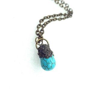 Turquoise and pyrite crystal Necklace